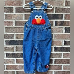 Sesame Street Elmo Appliqué Y2K 24 month Denim Overalls